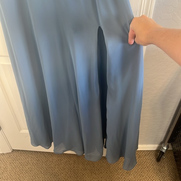 Kennedy Blue “Rose” bridesmaid long dress with slit, size 6 Dusty blue - Picture 5 of 14